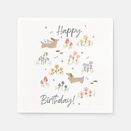 ダシュンドラバーズハッピーバースデーフローラパーティー スタンダードカクテルナプキン (正面)
