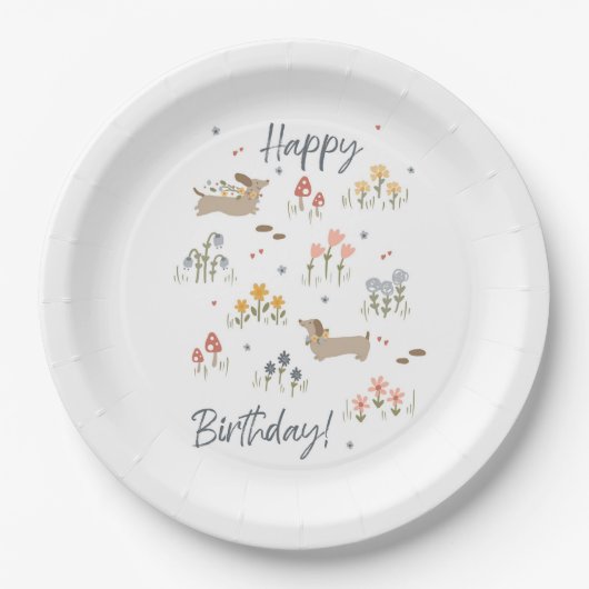ダシュンドラバーズハッピーバースデーフローラパーティー ペーパープレート (正面)