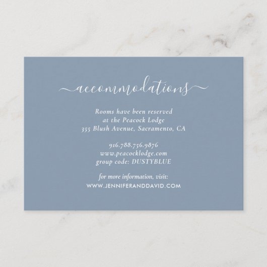 ダスエレガントティブルー結婚ズホテルアコモデーション エンクロージャーカード (正面)