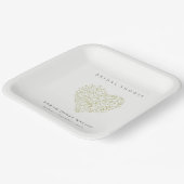 ダスキグリーンミニマルフローラハートブライダルシャワー ペーパープレート (傾斜あり)