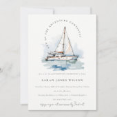 ダスキサイルエレガントボートヨットシースケープ誕生日 招待状 (正面)