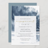 ダスキーインクブルーフォレストレイクパイン婚約招待状 サンキューカード (正面/裏面)