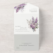 ダスキーウォーター薄紫コテージ結婚フローラ オールインワン招待状 (外側)