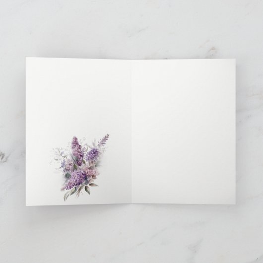 ダスキーウォーター薄紫コテージ結婚フローラ サンキューカード (内部)