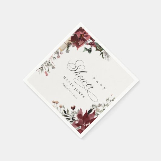 ダスキーウォームウィンターフェスティブフォリアベイビーシャワー スタンダードカクテルナプキン (角)