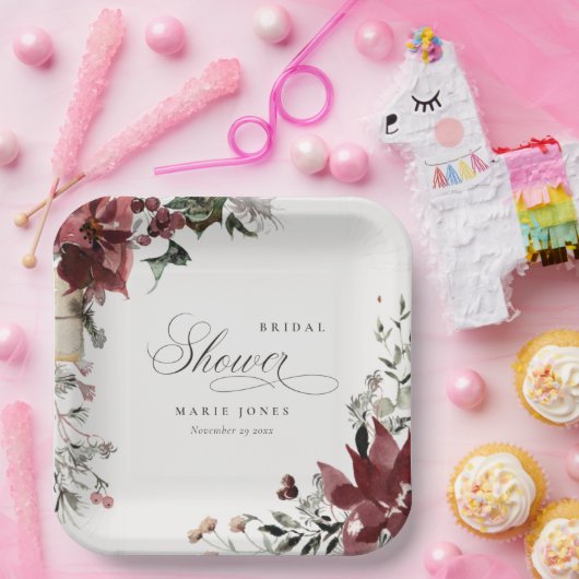 ダスキーウォームウィンターフェスティブフォリアージブライダルシャワー ペーパープレート (パーティー)