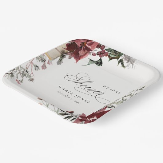 ダスキーウォームウィンターフェスティブフォリアージブライダルシャワー ペーパープレート (傾斜あり)