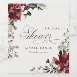 ダスキーウォームウィンターフェスティブフォリアージブライダルシャワー ワインラベル