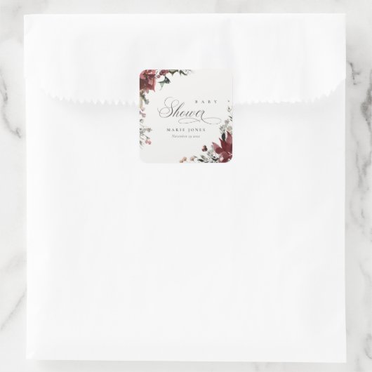 ダスキーウォームウィンターフェスティブフォリエージbabyシャワー スクエアシール (バッグ)