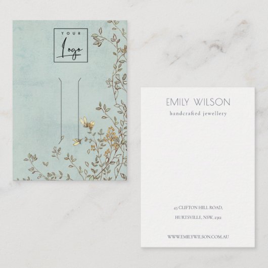 ダスキーエレガントフローラつる植物アクアヘアクリップディスプレイ 名刺 (正面/裏面)