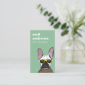 ダスキーグリーンレトロブルーフランスのブルドッグトレーナー 名刺 (スタンド正面)