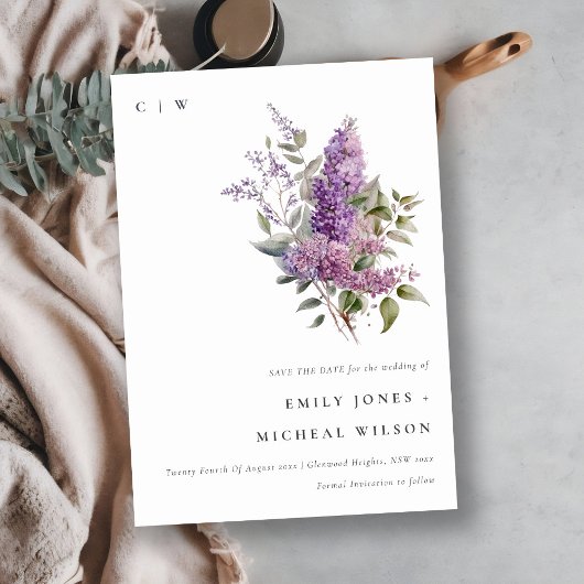 ダスキーシック薄紫グリーンコテージフローラウォーター色 セーブザデート