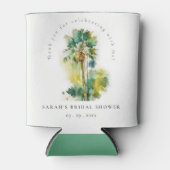 ダスキートロピカルウォーターカラーパームツリーズブライダルシャワー 缶クーラー (正面)