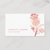 ダスキーピンクの高級ミニマルフローラシック 名刺 (正面)