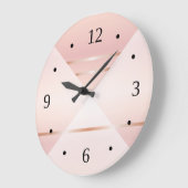 ダスキーピンクローズ金ゴールド幾何学 ラージ壁時計 (傾斜)