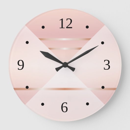 ダスキーピンクローズ金ゴールド幾何学 ラージ壁時計 (正面)