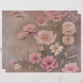 ダスキーピンクヴィンテージフローラスクラップブック紙 (正面/裏面)