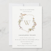 ダスキーピンク赤面ワイルドフラワークレストベビーシャワー 招待状 (正面)