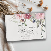 ダスキーブルーとバラの野生の花のブライダルシャワー ゲストブック