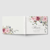 ダスキーブルーとバラの野生の花のブライダルシャワー ゲストブック (全面)