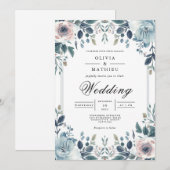 ダスキーブルーの植物学的な花嫁衣裳 招待状 (正面/裏面)