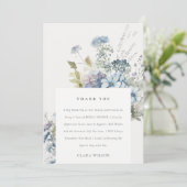 ダスキーブルーの水彩コテージ フラワーブライダルシャワー サンキューカード (スタンド正面)