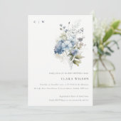 ダスキーブルーウォーターカラーコテージフローラベビーシャワー 招待状 (スタンド正面)