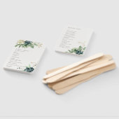 ダスキーブルーグリーンサキュキュラシブの葉の結婚式 プログラム ハンドファン (組立なし)