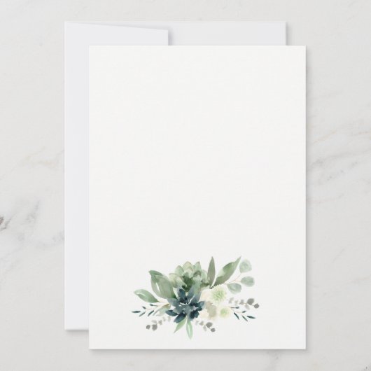 ダスキーブルーグリーン多肉質カボチャの結婚式の招待 サンキューカード (裏面)