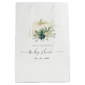 ダスキーブルーグリーン多肉質カボチャ赤ちゃんシャワー ミディアムペーパーバッグ (裏面)