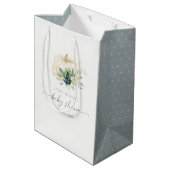 ダスキーブルーグリーン多肉質カボチャ赤ちゃんシャワー ミディアムペーパーバッグ (裏面アングル)