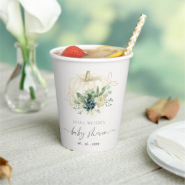 ダスキーブルーグリーン多肉質カボチャ赤ちゃんシャワー 紙コップ