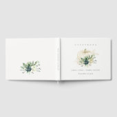 ダスキーブルーグリーン金ゴールド多肉性カボチャ結婚の ゲストブック (全面)