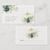 ダスキーブルーグリーン金ゴールド多肉性カボチャ結婚の プレイスカード (正面/裏面)