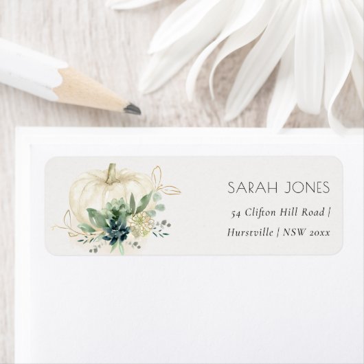 ダスキーブルーグリーン金ゴールド多肉質カボチャアドレス ラベル (インサイチュ)