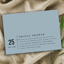 ダスキーブルーグレータイポグラフィブライダルシャワー招待状 サンキューカード