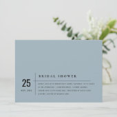 ダスキーブルーグレータイポグラフィブライダルシャワー招待状 サンキューカード (スタンド正面)