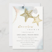 ダスキーブルービーチヒトカップルシャワー招待状 サンキューカード (正面)