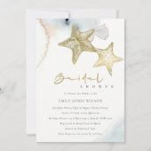 ダスキーブルービーチヒトデブライダルシャワー招待状 サンキューカード (正面)