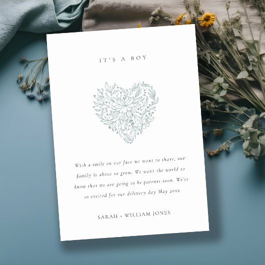 ダスキーブルーフローラハートベビー発表 サンキューカード