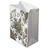 ダスキーブルーフローラブロケードパターン ミディアムペーパーバッグ (正面アングル)