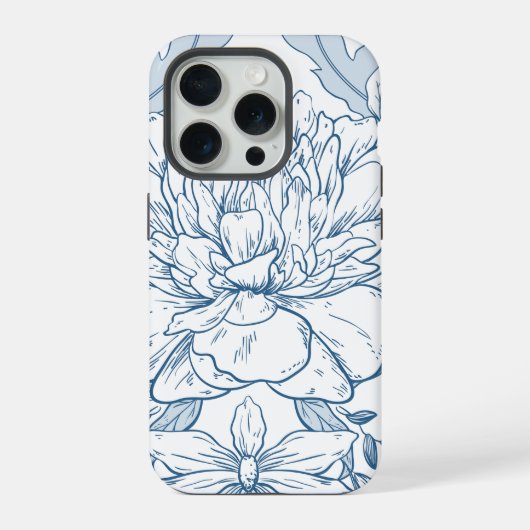 ダスキーブルーフローラル柄 iPhoneケース (裏面)