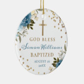 ダスキーブルーフローラ金ゴールドグリッターバプテスマ写真 セラミックオーナメント (右)