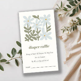ダスキーブルーレトロフローラおむつラッフルベビーシャワー エンクロージャーカード