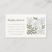 ダスキーブルーレトロフローラディスプレイシャワー赤ちゃんシャワー エンクロージャーカード (正面)