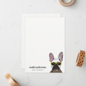 ダスキーブルーレトロブルーフランスのブルドッグトレーナー ノートカード (正面/裏面インサイチュ)