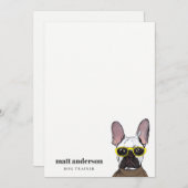 ダスキーブルーレトロブルーフランスのブルドッグトレーナー ノートカード (正面/裏面)