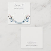 ダスキーブルーワイルドフラワーリボンスタッドイヤリングホルダー スクエア名刺 (正面/裏面)