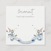 ダスキーブルーワイルドフラワーリボンスタッドイヤリングホルダー スクエア名刺 (正面)