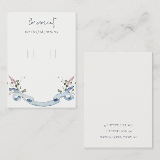 ダスキーブルーワイルドフラワーリボンループフープのホルダー 名刺 (正面/裏面)